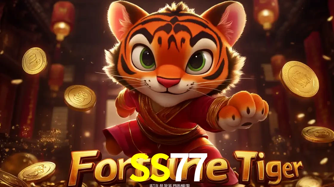 O carismático mascote do jogo de slot Fortune Tiger, um tigre fofo em pose de artes marciais, pronto para trazer sorte e multiplicadores de ganhos no cassino online SS77.